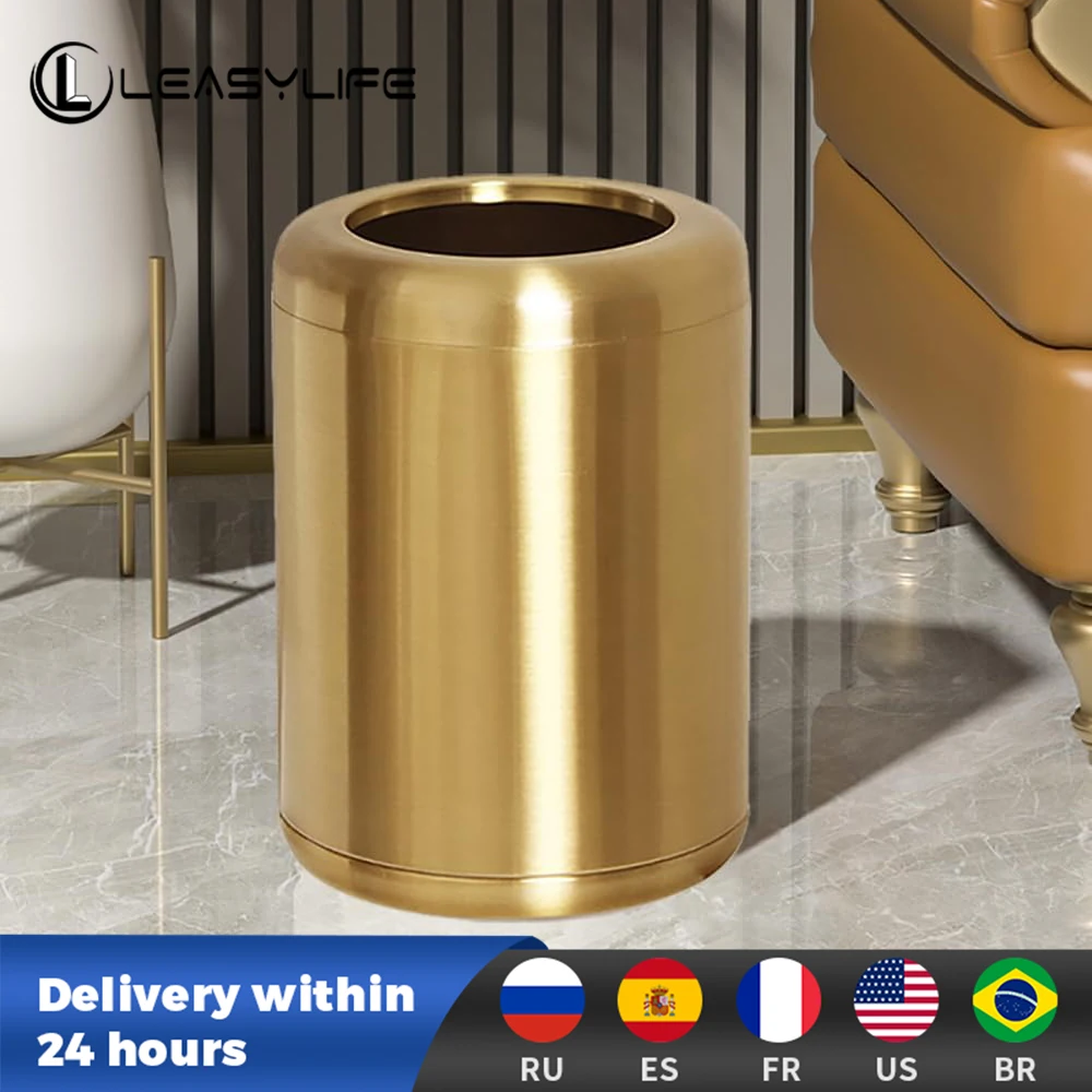 8L Open Top Stainless Steel Trash Can High Quality Double Layer Garbage Bin for Bathroom Living Room Bed Room Office