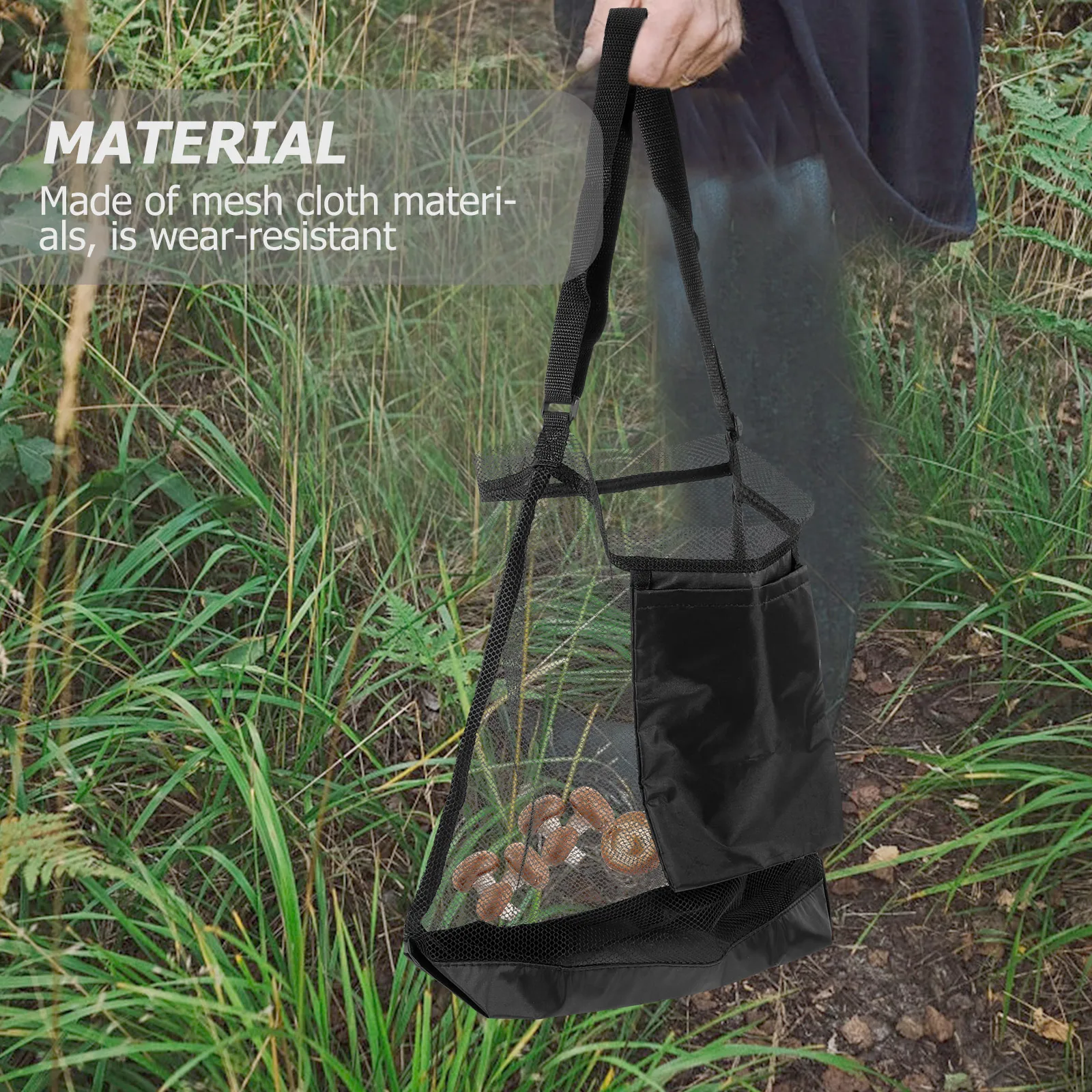 

Multi-Function Foraging Bag Mesh Cloth Material Lightweight Portable Crossbody Shoulder Bag Large Capacity Convenient Fruit