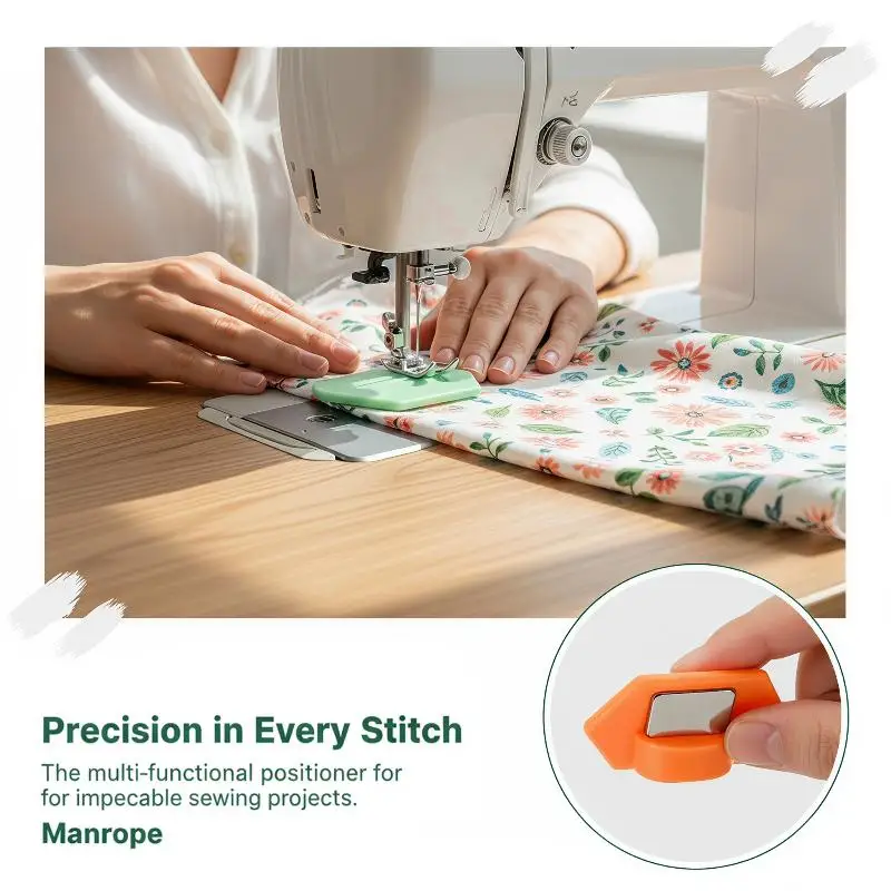 Multifunctional Sewing Magnetic Seam Guide Anti-Slip Polygonal Hemmer Ruler Universal for DIY Curtain Clothing Hemming Work