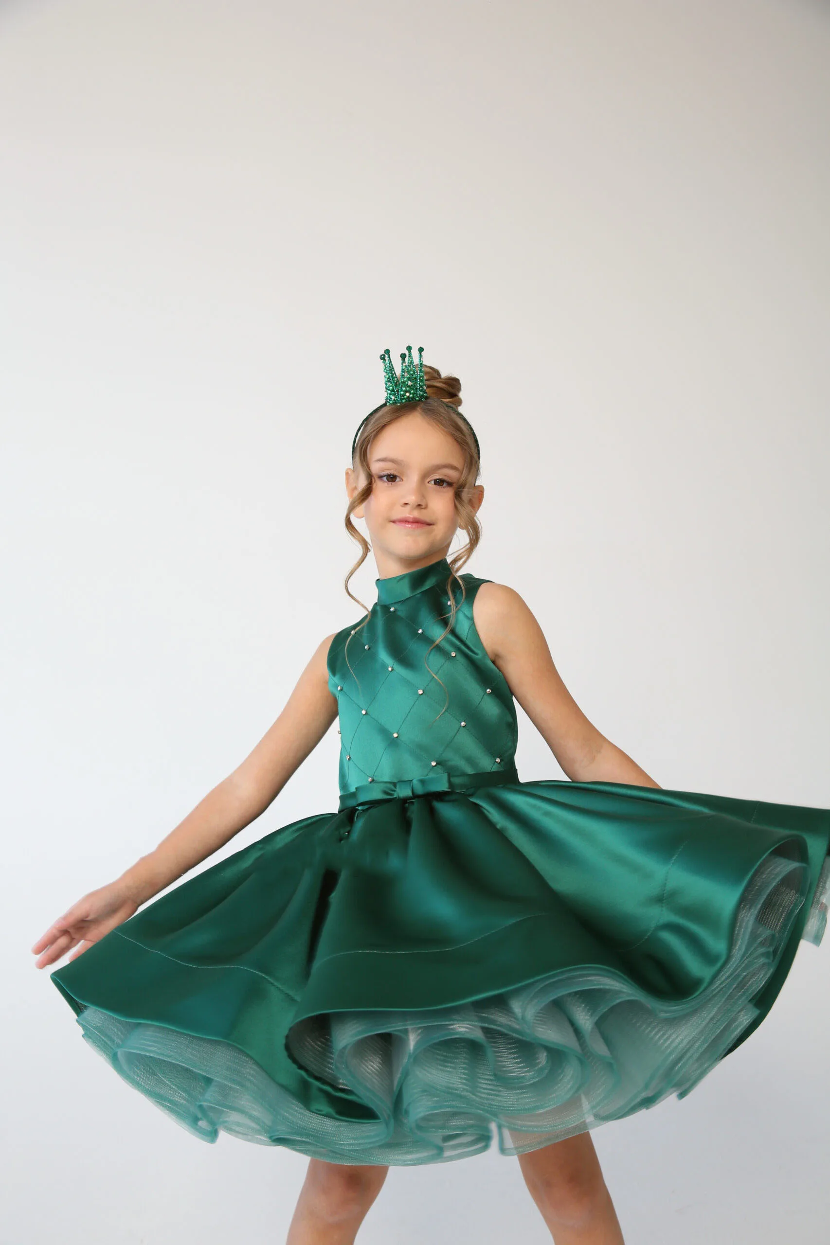 فستان فتاة الزهور لحفلات الزفاف من الساتان بدون أكمام مطرز بالخرز فستان أنيق لأداء البيانو فستان حفلة عيد الميلاد مخصص #6