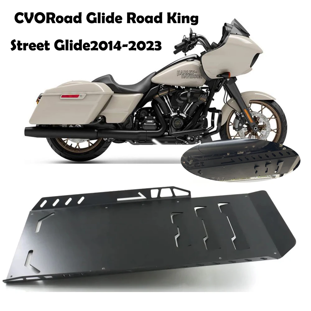 For Harley CVORoad Glide Road King Street Glide 2014-2023 Motorcycle Skid Plate Lower Engine Guard Base Chassis Protection Black