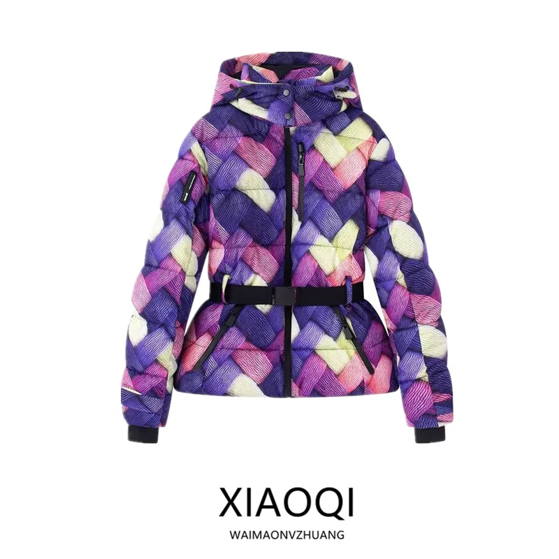 شتاء 2025 المرأة سليم صالح طويل Sve تزلج Jaet تخفيف Sle تنوعا القطن سنوسويت ملابس خارجية تصميم الإحساس #1