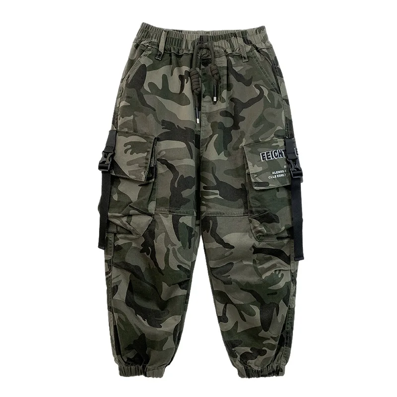 Kids Camouflage Jogging Pants Streetwear Cotton Cargo Trousers Harajuku Casual Joggers Spring Fall for Boys Clothes 6 to 14 Year