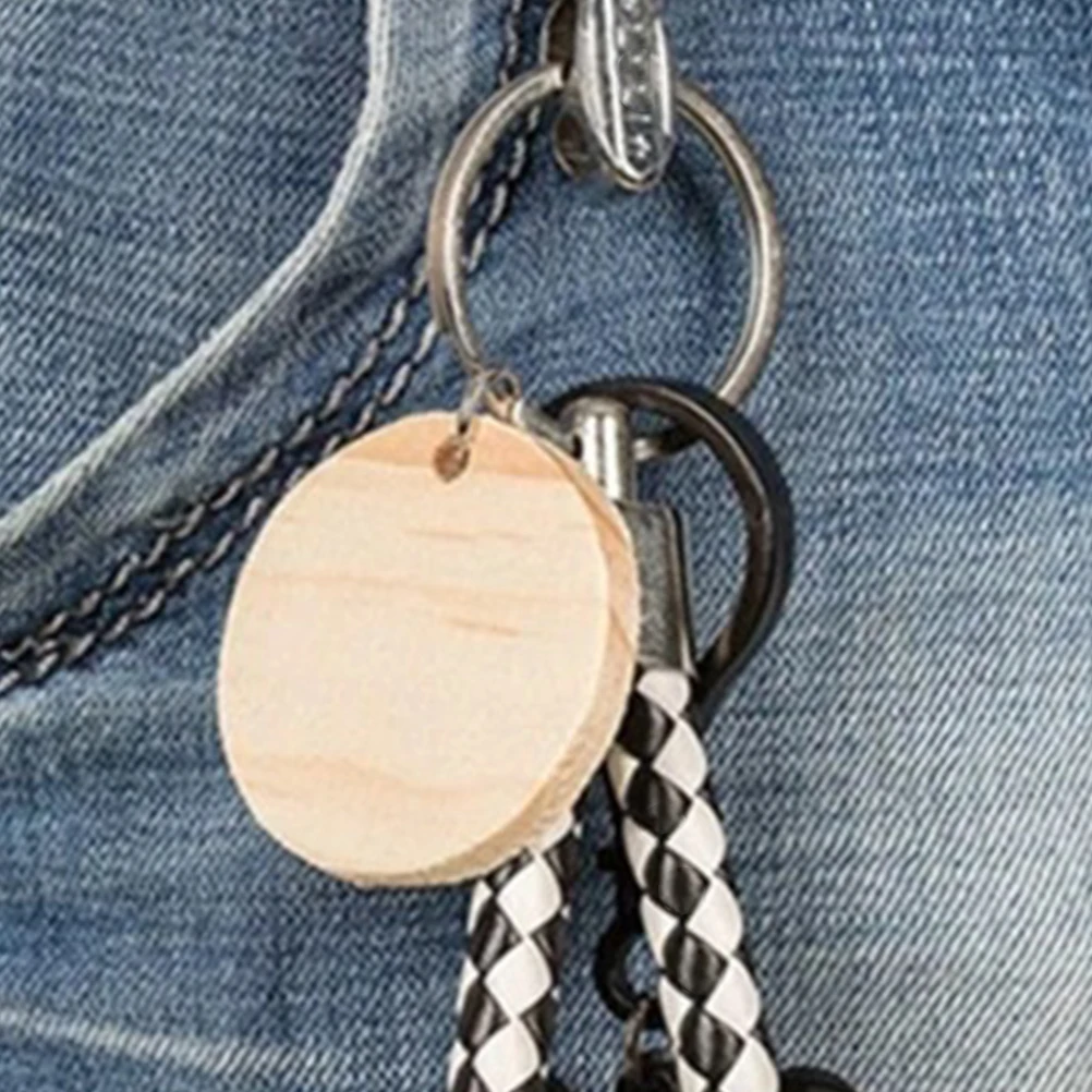 

Round Wood DIY Unfinished Wooden Discs Key Rings Blanks for Keychain Decor Home Festival Car Key Chains Keychain Pendants