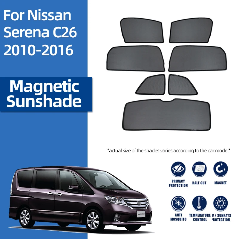 Parasol magnético para parabrisas delantero de coche, cortina para ventana lateral trasera, para Nissan SERENA, Suzuki Landy C26 2010-2016
