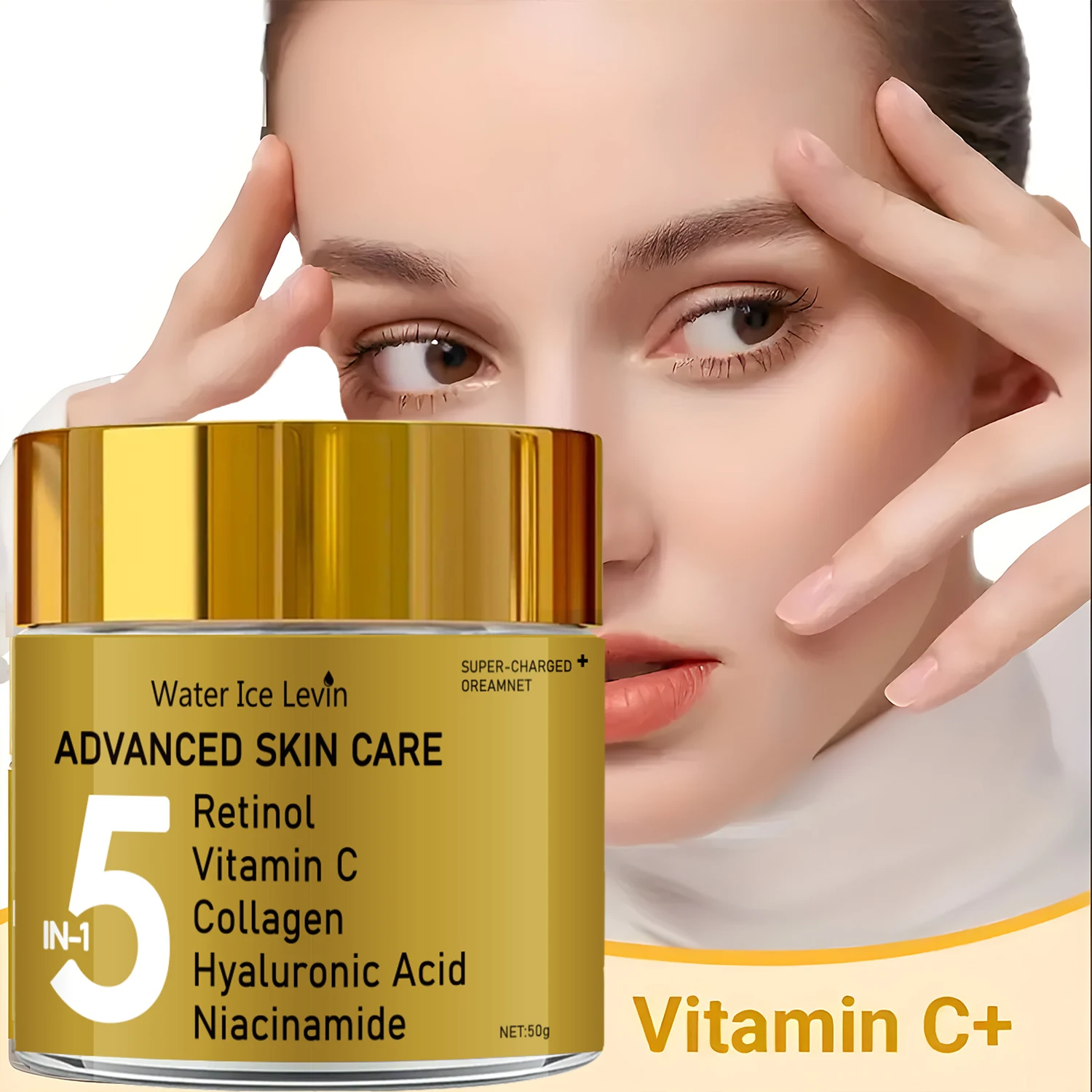 Crema hidratante facial 5 en 1 que contiene vitamina C, colágeno y E: fórmula hidratante de poros, adecuada para todo tipo de piel, no irritante
