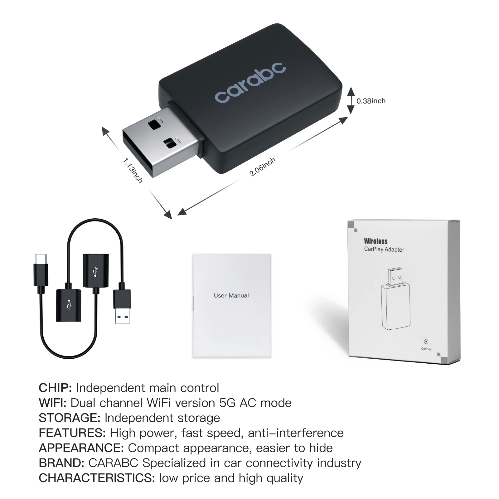 ตัวรับสัญญาณ WiFi 2024มินิ CarPlay กล่องสมาร์ท CarPlay ดองเกิลไร้สายเชื่อมต่อแบบปลั๊กแอนด์เพลย์สำหรับ OEM แบบมีสาย CarPlay รถ