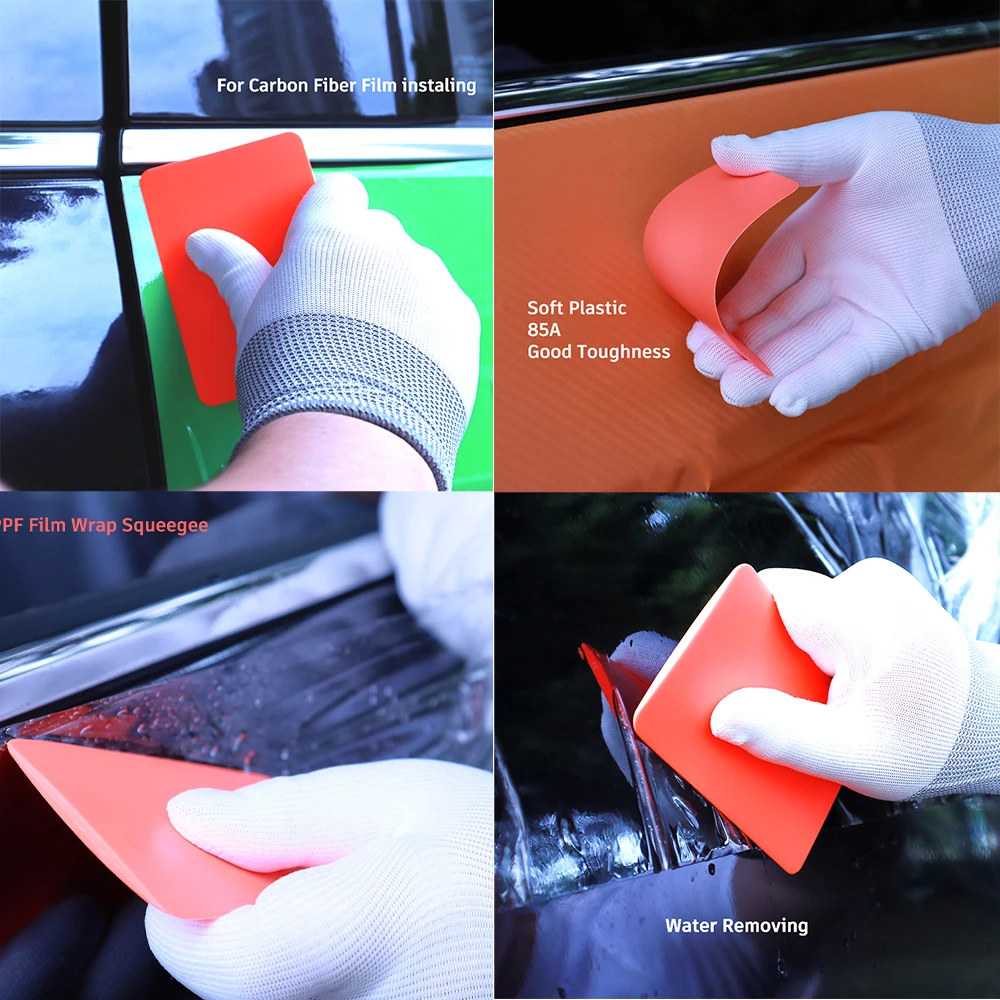 TOFAR 10pcs Vinyl Squeegee Ultra-thin Carbon Fiber Car Wrap Tool Window Tinting PPF Film Installation Tuck Scraper Cleaning Tool