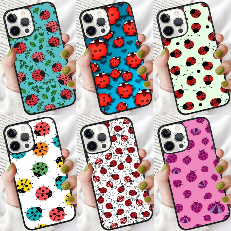 Seven-Star Ladybug Phone Case For iPhone 16 15 14 plus XR XS 11 12 13 Pro max Soft Bumper Shell Cover coque