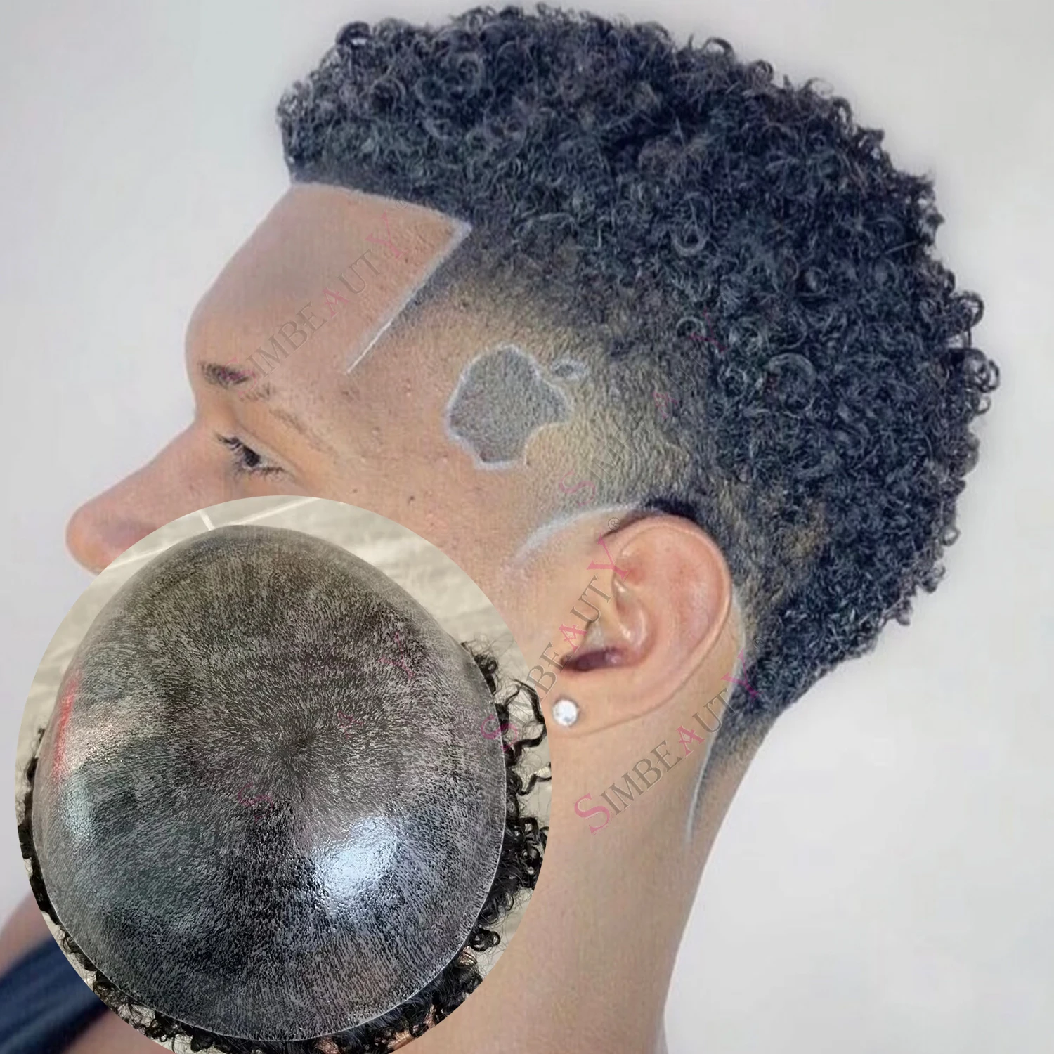 

Афро 12 мм вьющийся парик, незаметный мужской афро-американский парик, черные человеческие волосы, невидимая кожа, система замены основания из искусственной кожи, протезы