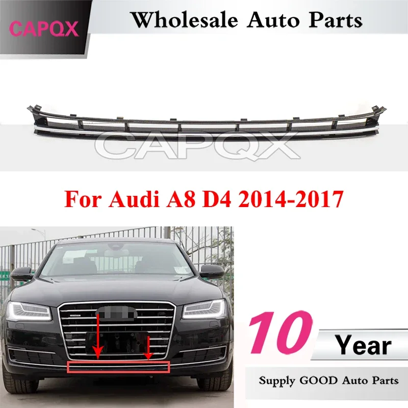 

CAPQX авто передний бампер, нижний спойлер, нижняя губа диффузора для Audi A8 D4 2014-2017, нижняя решетка, яркая полоса 4H0807697
