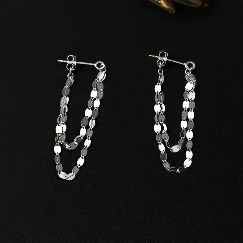 Double-layer Chain Design Metal Earrings for 2026 Niche Personalized Suspension Accessories Fashion Jewelry