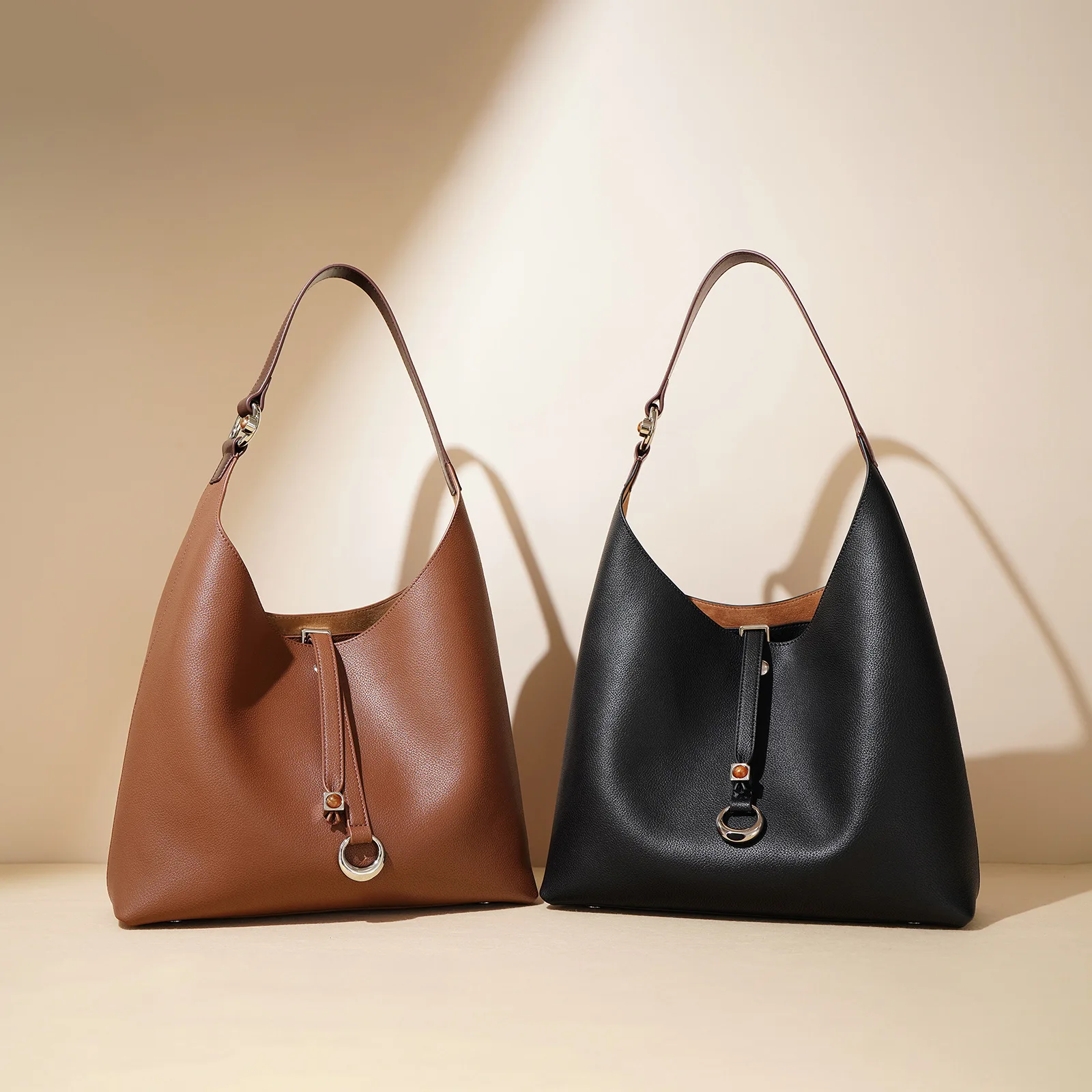 Korean Version Soft  Solid Color Genuine Leather One-shoulder Fashion Crossbody Underarm Bag Casual Women Handbags