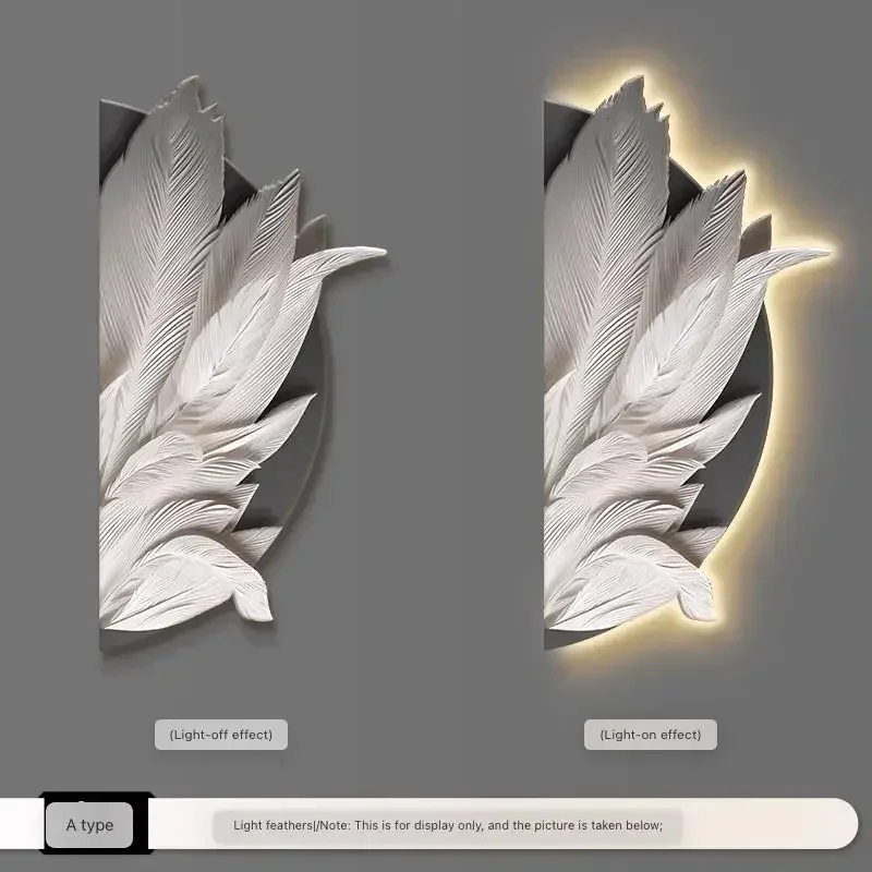 Family Entrance Feather Mural Lamp Modern Creative Living Room Background Wall Decoration LED Corridor Lighting Wall Lamp