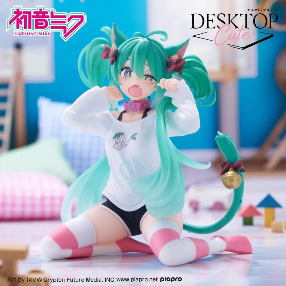Hot Sale In Stock Taito Desktop Cute Hatsune Miku Cat Ear T-Shirt Ver Hatsune Miku Figure Anime Model Gift