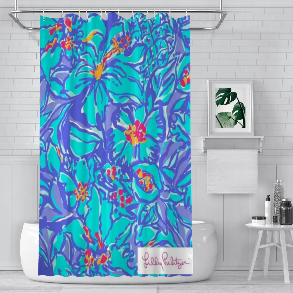 Hot-Sale-Like-Lilly-Pulitzer-Style Unique decor Modern Fabric Bathroom Shower Curtains art design Print Curtain