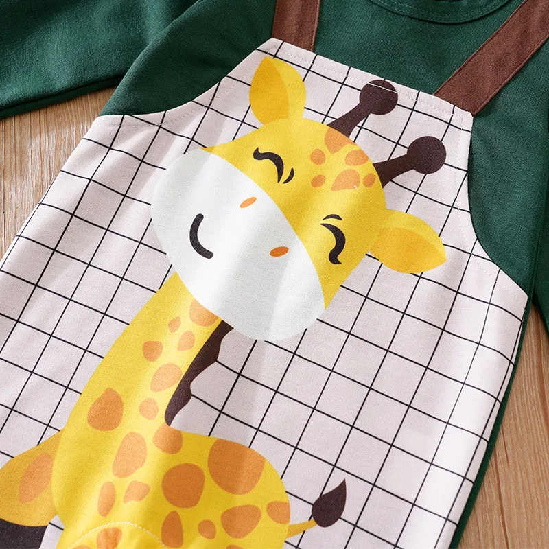 0-18 Newborn Spring And Autumn Cute Cartoon Backband Giraffe Comfortable Boys And Girls Long Sleeved Baby Bodysuit