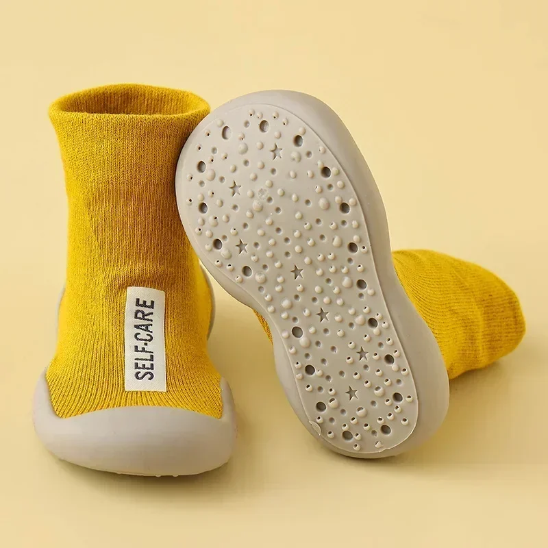 Children First Walkers Floor Rubber Shoes Anti Slip Soft Soles Early Education Shoes Baby Floor Socks Elastic Socks 0-3years