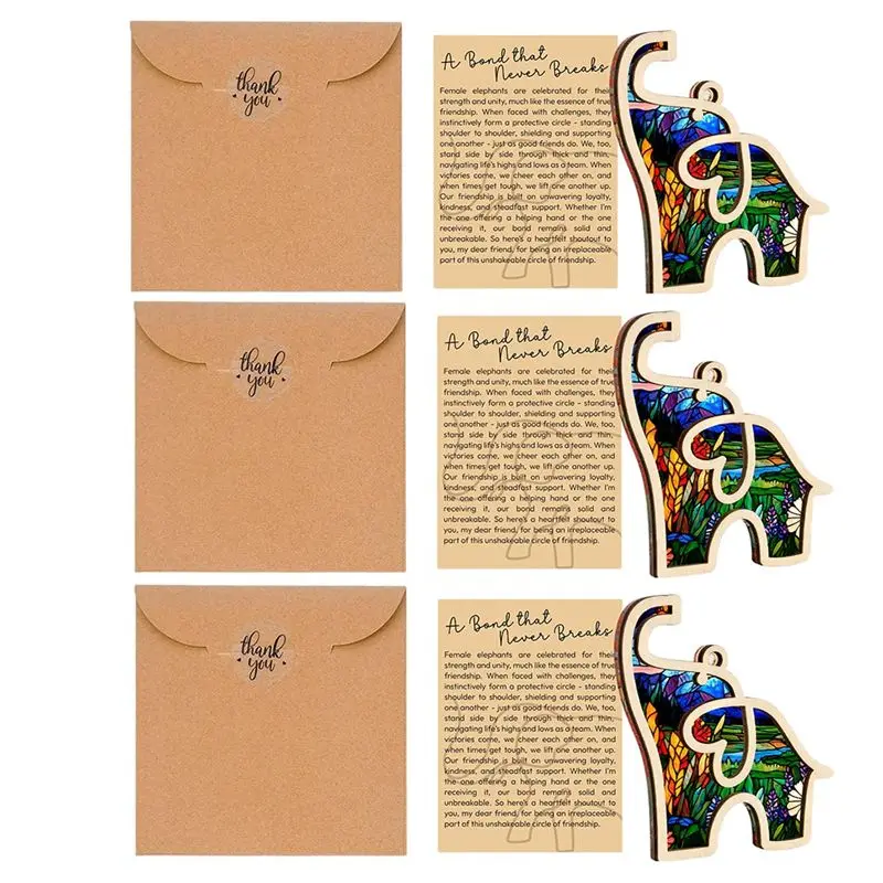 ABXF-Friendship Elephant Valentines Ornament With Story Card, Sisterhood Elephant Ornament For Women Tribe, Friendship Gifts