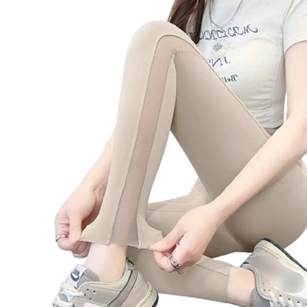 

Casual Mesh Women Sharkskin Pants High-waisted Ice Leather Yoga Pencil Pants Slimming Hip-lifting Female Tight Trousers Girl