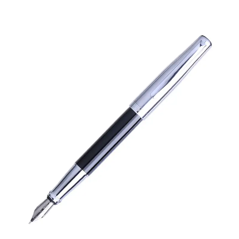 

Silver Steel Fountain Pen Luxury Bent Curved 0.7mm Nib Ink Pens Popular Good Gas Tightness Smooth Writing Gift Black Pens Write