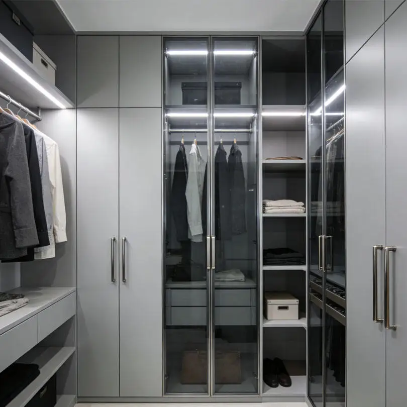 Install Against The Wall Embedded Aluminum Alloy Wardrobe Long Lasting and Durable Bedroom Furniture Heavy Duty Storage Cabinet