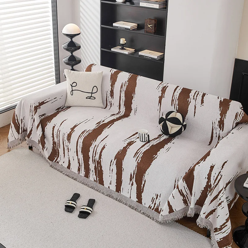 Luxury Abstract Painting Printed Sofa Towel All-Cover Anti Scratch Sofa Cover for Living Room Anti-Slip Protection Knee Blanket
