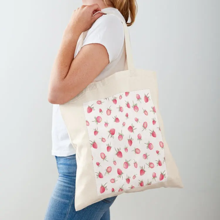 

Watercolor strawberries pattern Tote Bag Canvas shoulder bag Women's tote bag Lady bags large tote