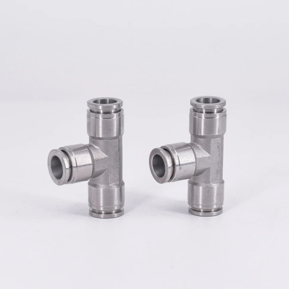 4 6 8 10 12 14 16mm Tee 3 Way Spliter Pneumatic 304 Stainless Steel Push In Quick Connector Release Air Fitting Homebrew