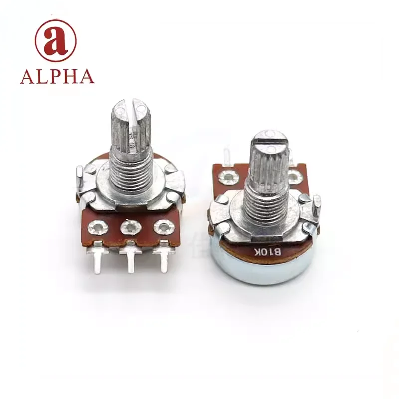 1pcs，Single loop rotary potentiometer，RK163，3Pin，B1K 5K 10K 20K 50K 100K，The shaft length is 15mm，Audio volume adjustment