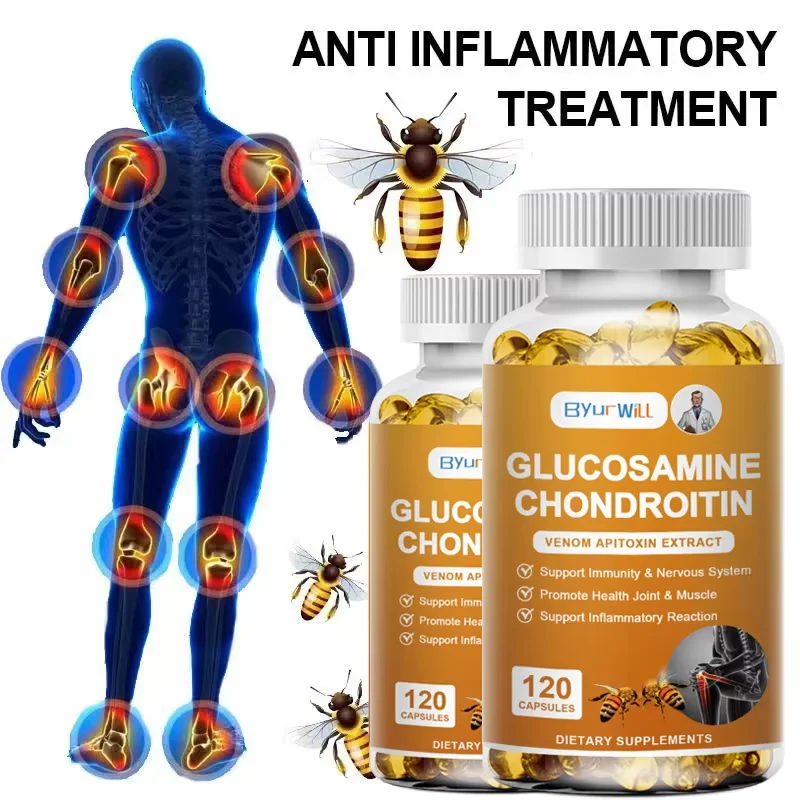 Cápsulas de Veneno de Abeja, Glucosamina, Condroitina y MSM - Suplemento para la Salud de las Articulaciones, para la Movilidad, Flexibilidad y Alivio del Dolor Articular