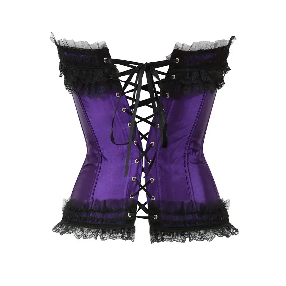 Womens Corset Top Renaissance Bustier Satin Corselet Lace Up Boned Corsets Plus Size Sexy Holiday Party Costumes Vintage Outfits