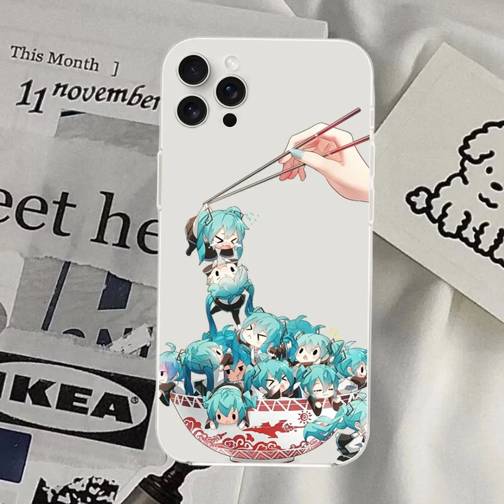 Cute H-Hatsune ponytail M-Miku Phone Case For Samsung Galaxy S20 S22 S23 A71 FE Lite Plus S21 ULTRA Transparent Shell