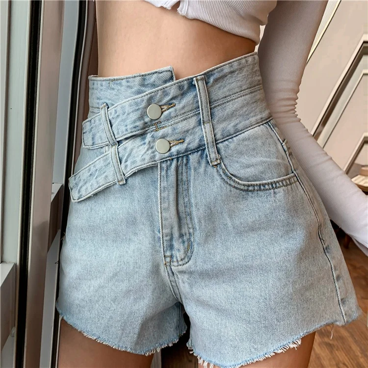 

High Waist Crop Jeans Women's Summer Faion Slim Straight Leg A-Line Hem Wide Leg orts Denim Skinnies High Rise orts