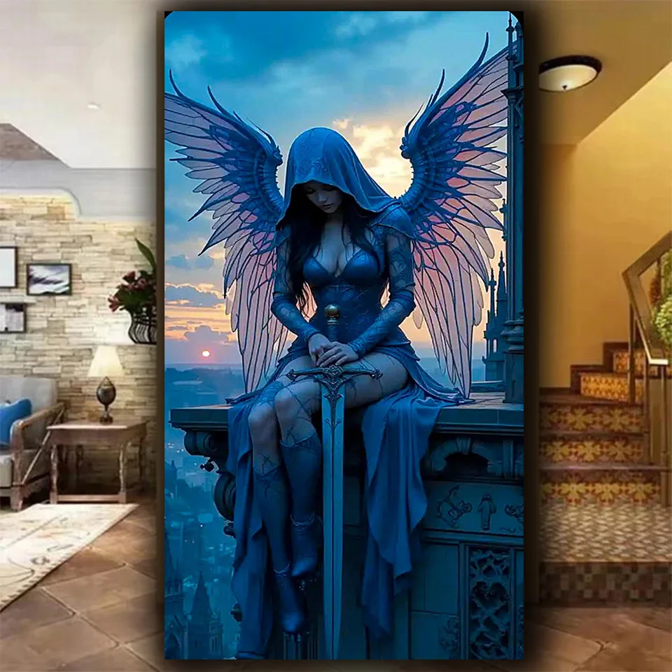 

Большой размер Ангелы и демоны Алмазная картина Полный квадратный круглый Алмазная мозаика DIY Ювелирные изделия Вышивка крестиком Крылья Любовь Домашний декор