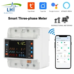 4P 100A Tuya WiFi Three Phase Energy Meter with Bi Directional Auto-Reclosing Protector Relay Switch for Smart Life