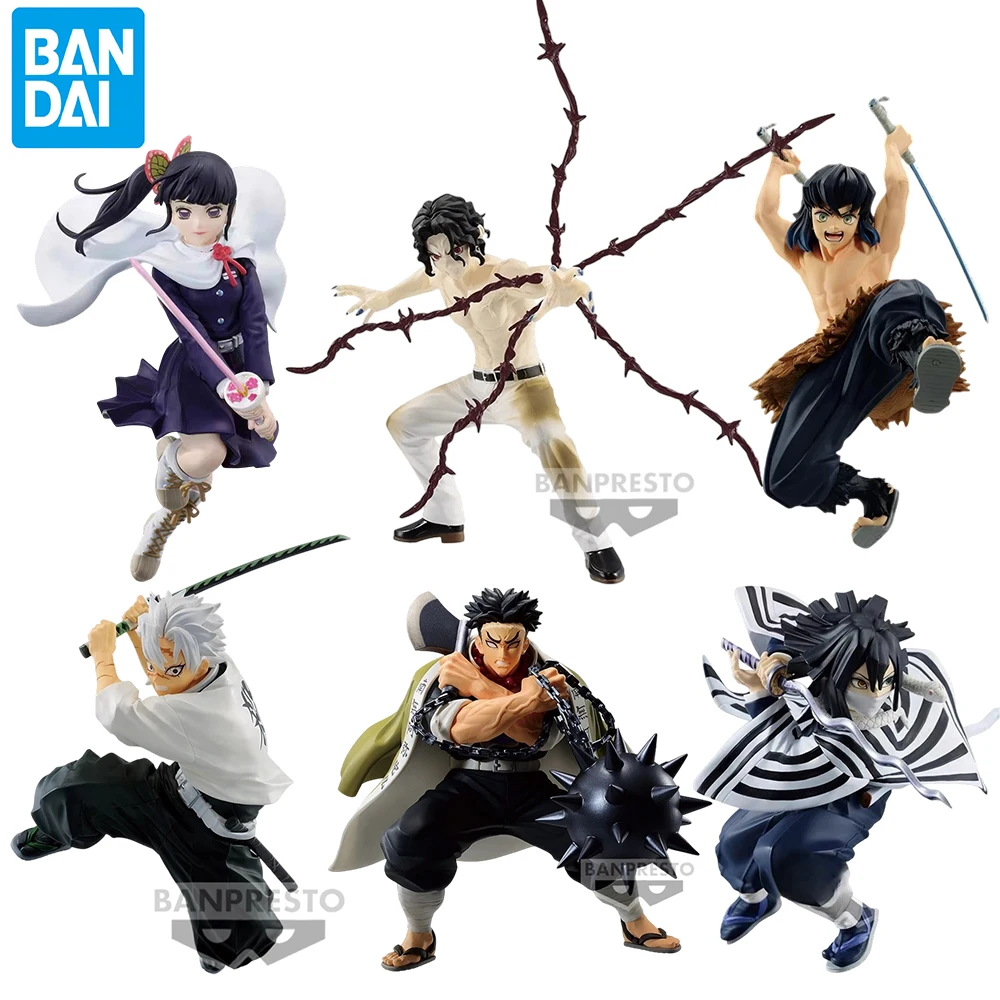 Genuino Bandai Demon Slayer estrellas de vibración Hashibira Inosuke Shinazugawa Sanemi Kibutsuji Muzan Tsuyuri Kanao regalo para niños