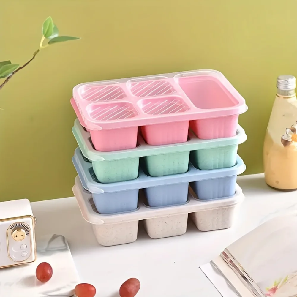 

5-Grid Leak-proof Portable Snack Box - Multipurpose Tea & Meal Dish with Lid - Durable & Easy Carry for Busy Students, Work, Out