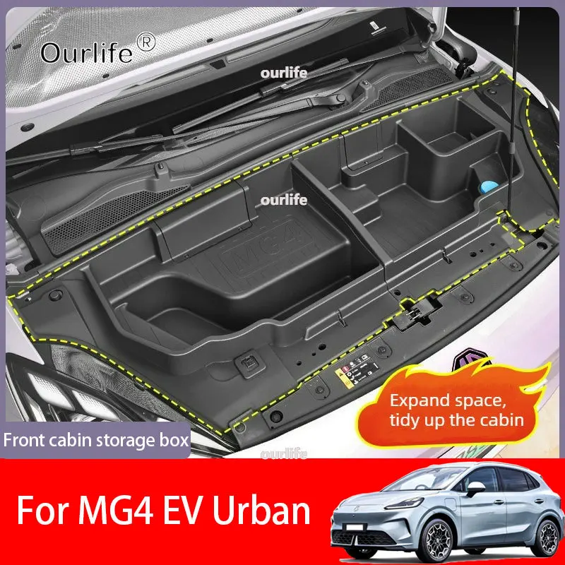 Für MG4 EV Urban 2026 2027 Frunk Aufbewahrungsbox Vorderer Kofferraum-Organizer Unterhauben-Aufbewahrungsfach Auto-Innenraum-Modifikationszubehör
