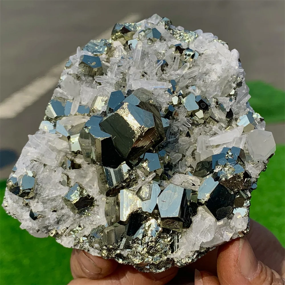 

High Quality! Rare Natural Pyrite, Combined With Crystal Quartz Clusters, Energy Gemstones, Healing With Spiritual Energy, Gift