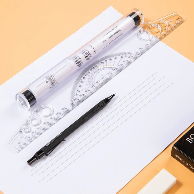 12'' Clear Parallel Ruler Drawing Roller Ruler พร้อมตารางฟังก์ชันตรีโกณมิติ