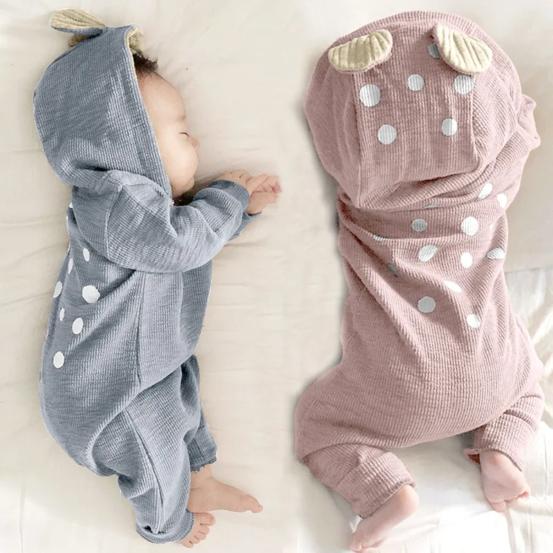 Korean Style Spring Autumn Baby Romper Suit Outfit Baby Deer Hooded Crawling Suit Newborn Jacket Trendy Baby Clothing