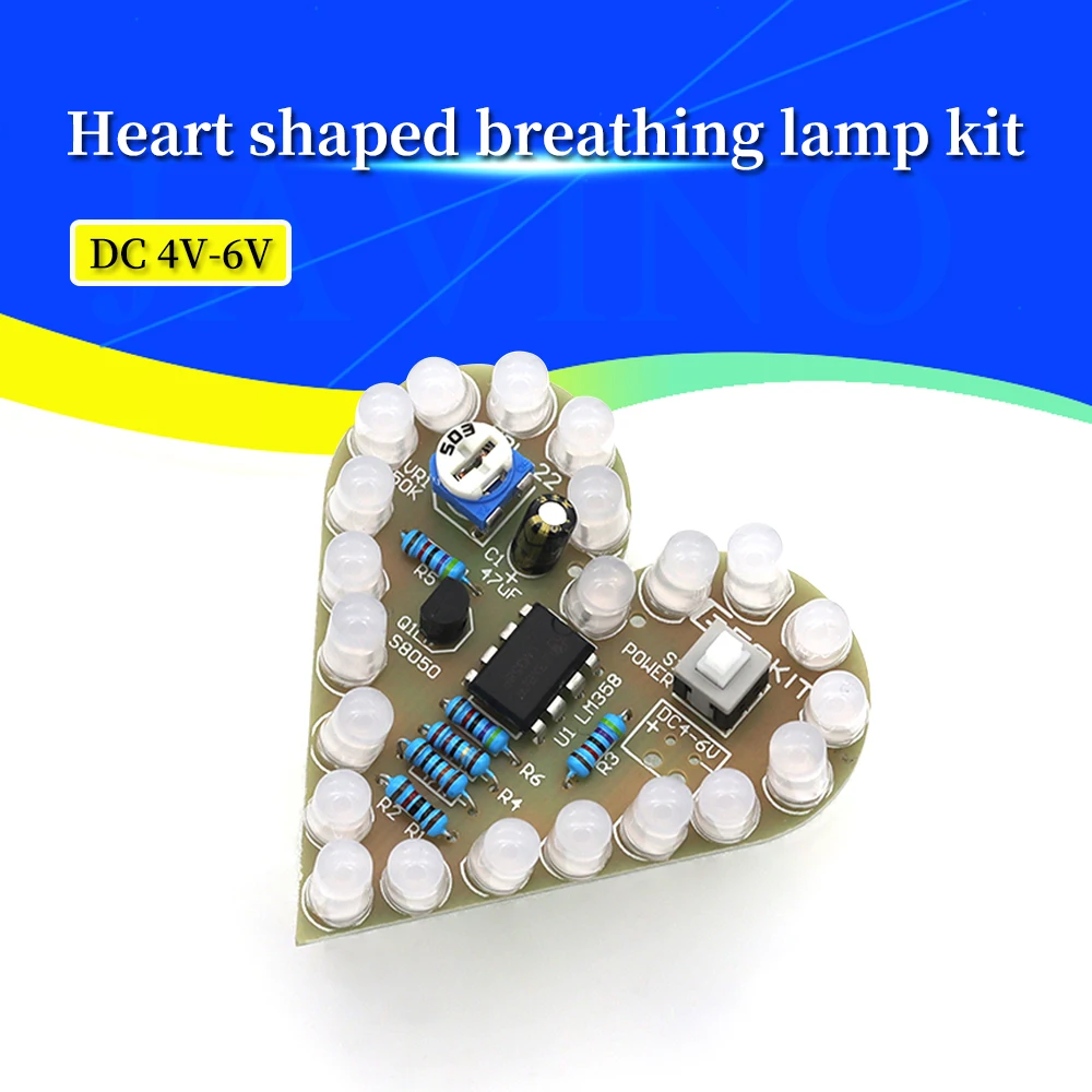 DIY Kit Heart Shape Breathing Lamp Kit DC 4V-6V Breathing LED Suite Red White Blue Green DIY Electronic Production for Learning