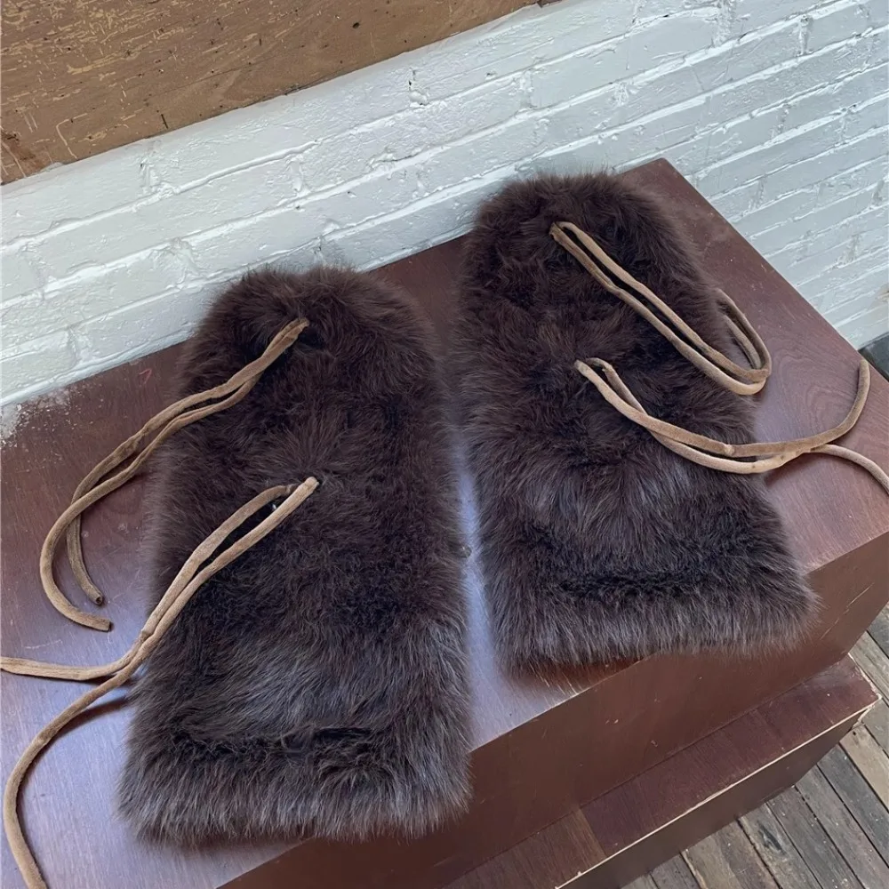 

Bow Tie Faux Rabbit Fur Leg Warmers Winter Warm Harajuku Plush Leggings Boots Cover Lolita Spicy Girl Piled Calf Socks