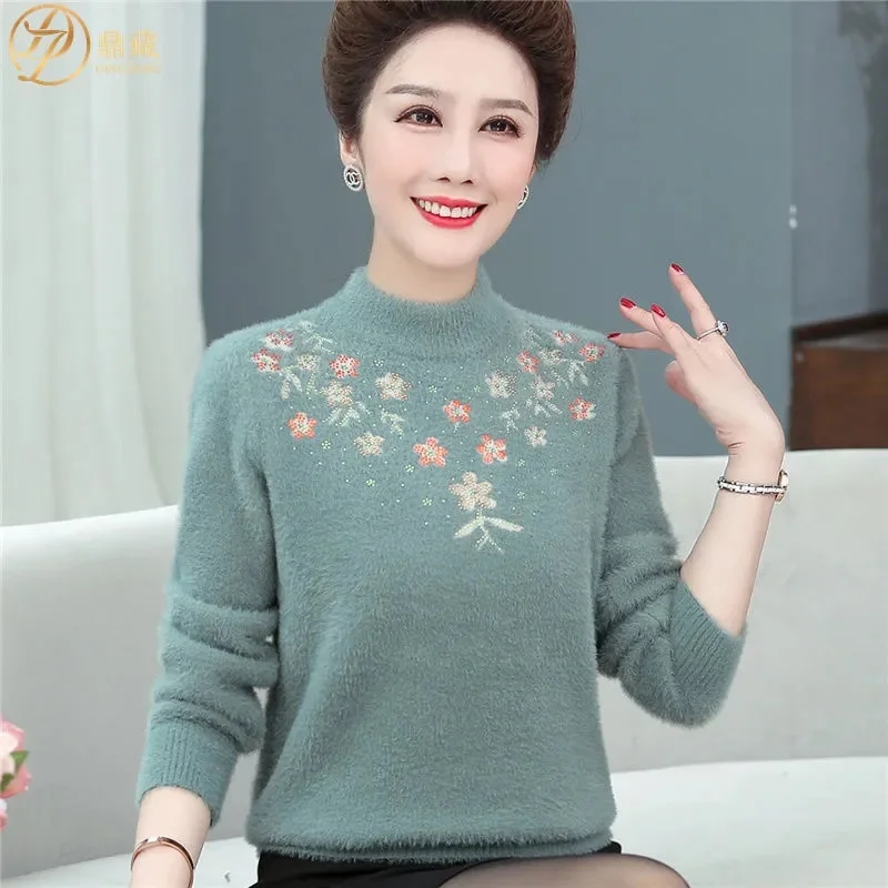 Women Cashmere Sweater Slim Soft Knitted Jumpers Mockneck Pullovers Solid T-Shirts Semi-Turtleneck Sweaters Women Winter