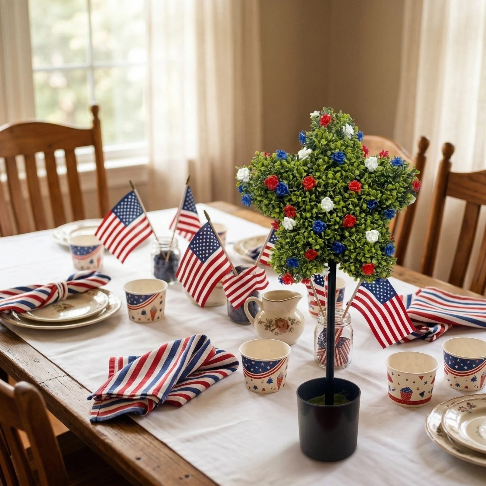 

Искусственное растение в горшке в форме звезды, 1 шт., декоративное, в стиле американской тематики к 250-летию, для дома и вечеринок, изысканное, имитация бонсай