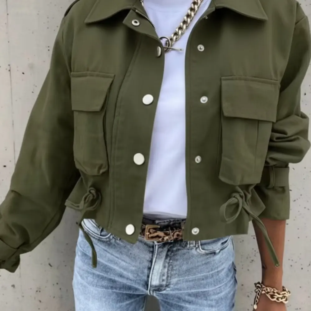 

Casual Round Neck Jacket Autumn Winter Clothes With Button Decoration Women's Top Class Fashion Outerwear