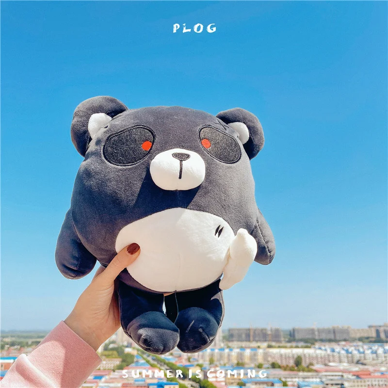 Almohada de peluche de oso oscuro de Anime Kawaii, animales de peluche suaves, muñecas de oso pequeño en forma de bola de dibujos animados, regalos para niños y niñas