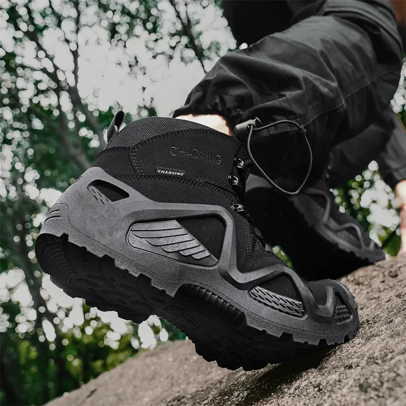 في الهواء الطلق عدم الانزلاق الرجال الصحراء الأحذية منصة حذاء للسير مسافات طويلة للرجال منتصف قطع مقاوم للماء الأحذية التكتيكية للرجال أحذية عمل 2025 جديد #6