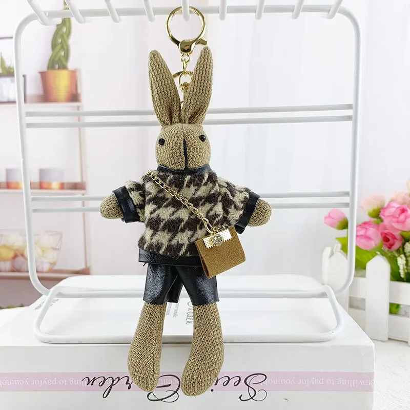 Rabbit Plush Pendant Cute Keychain Doll Toys Animal Full Filling Decorate Exquisite Bunny Rabbit Stuffed Plush Toy for Kids Gift